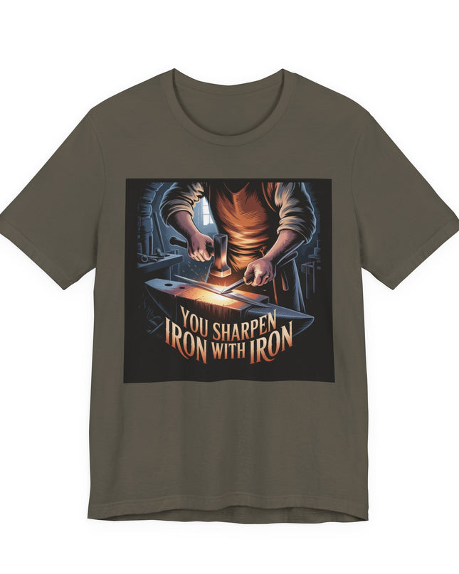 "You sharpen iron with iron" Unisex Jersey Short Sleeve Tee