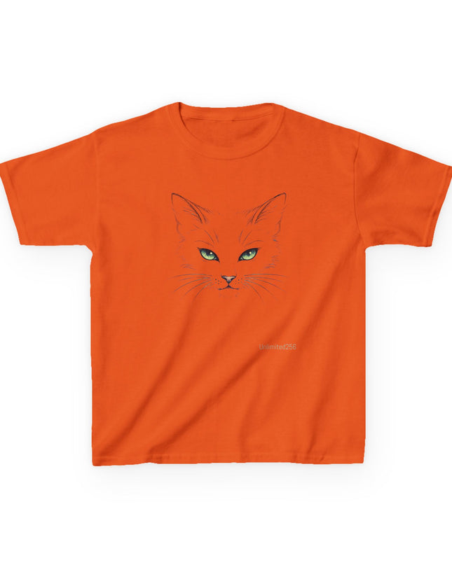 "Cat Face Sketch" Kids Heavy Cotton Tee