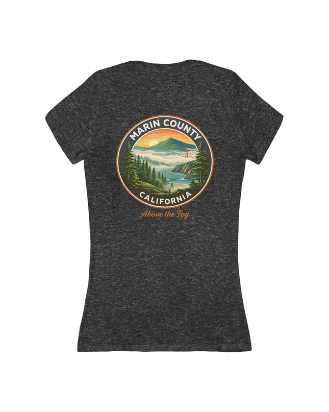 "Marin County, Above the Fog" Women's Jersey Short Sleeve Deep V-Neck Tee