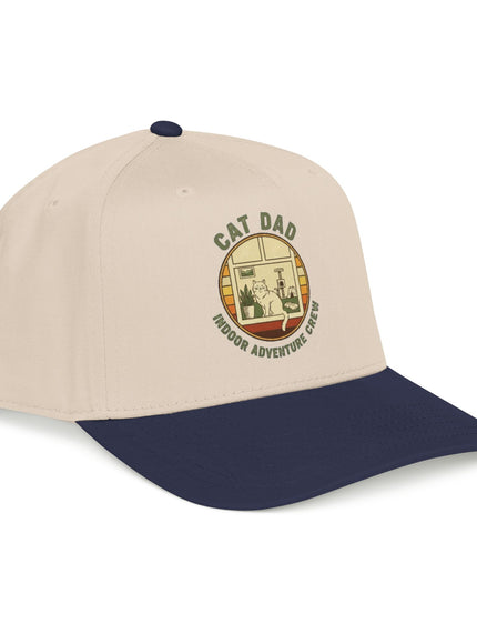 "Cat Dad Indoor Adventure Crew" Mid Profile Baseball Cap