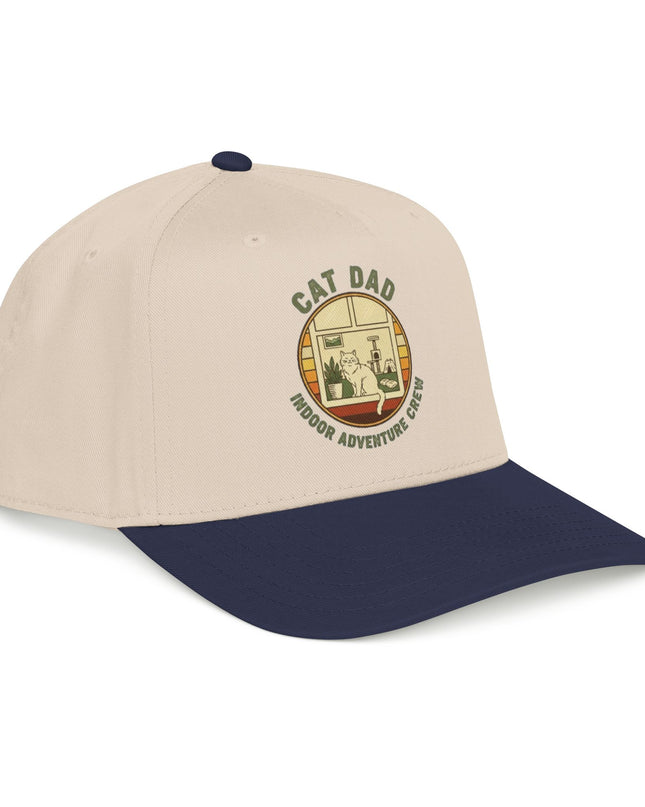 "Cat Dad Indoor Adventure Crew" Mid Profile Baseball Cap