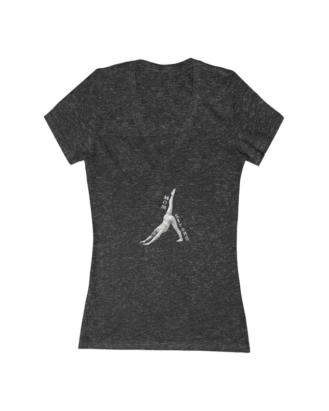 "Mom Strong Pilates" Women's Jersey Short Sleeve Deep V-Neck Tee