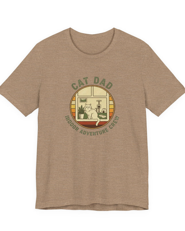 "Cat Dad Indoor Adventure Crew" Unisex Jersey Short Sleeve Tee