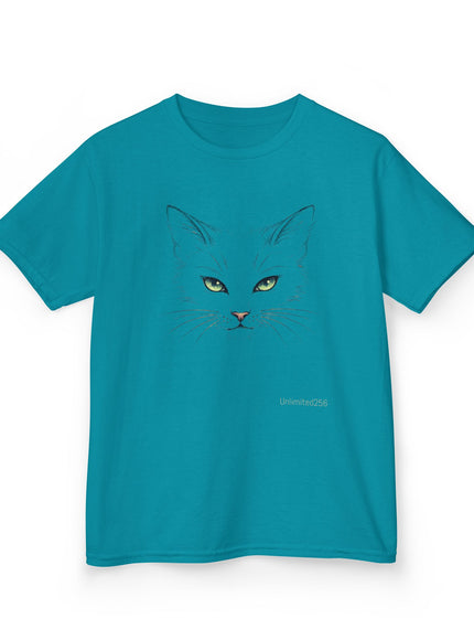 "Cat Face Sketch" Kids Heavy Cotton Tee