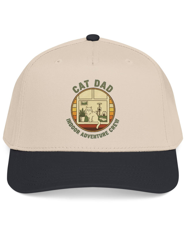 "Cat Dad Indoor Adventure Crew" Mid Profile Baseball Cap