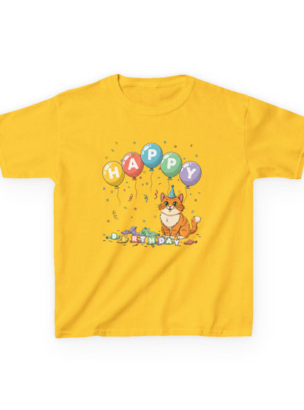 "Happy Birthday - Cat Popped the Balloons" Kids Heavy Cotton Tee