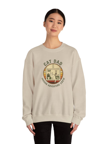 "Cat Dad Indoor Adventure Crew" Unisex Adult Sweatshirt