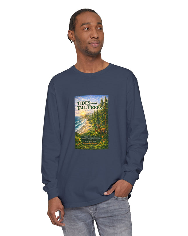 "Tides and Tall Trees" Unisex Garment-dyed Long Sleeve T-Shirt