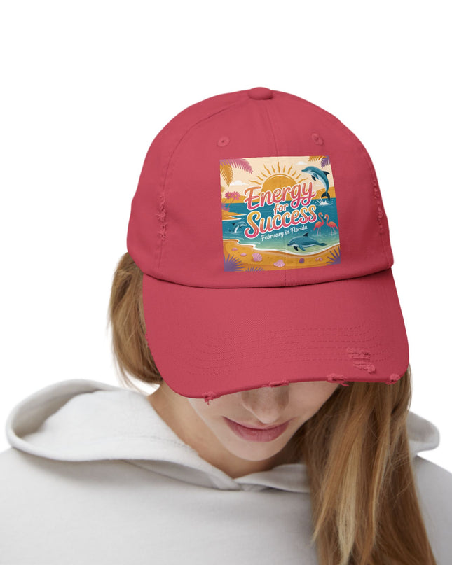 "February in Florida, Energy for Success" Unisex Distressed Cap