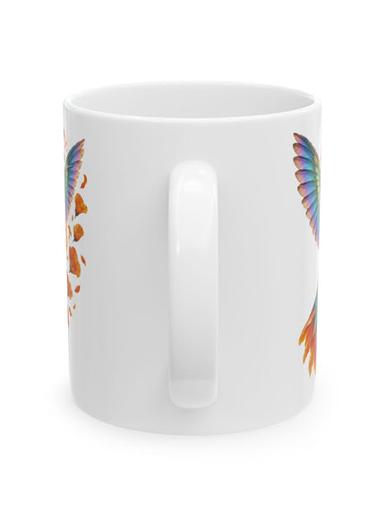 "Hummingbird and Poppies" Ceramic Mug, (11oz, 15oz)