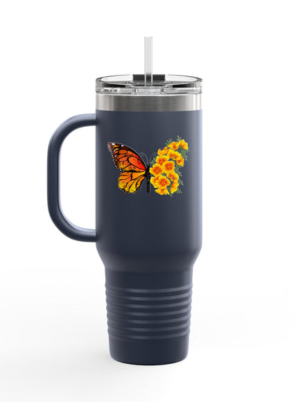 "Butterfly Poppies" Insulated Travel Mug, 40oz
