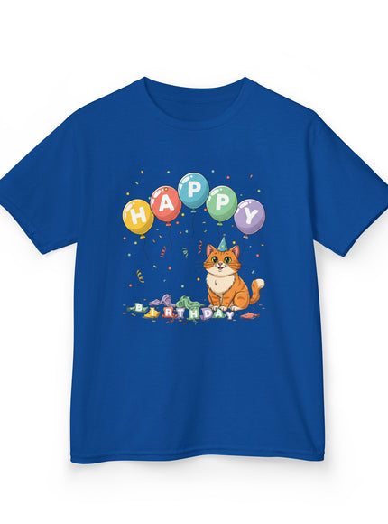 "Happy Birthday - Cat Popped the Balloons" Kids Heavy Cotton Tee