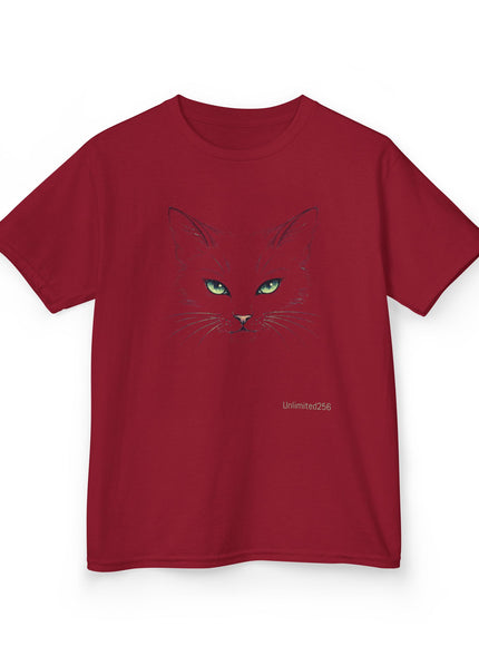"Cat Face Sketch" Kids Heavy Cotton Tee