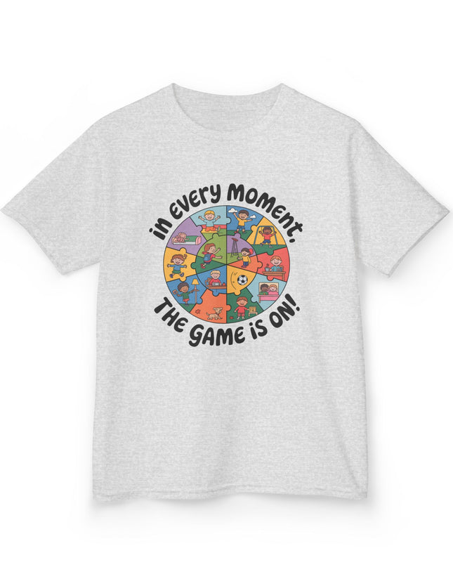 "In every moment, the game is on" Kids Short Sleeve Tee