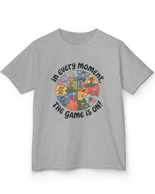 "In every moment, the game is on" Kids Short Sleeve Tee