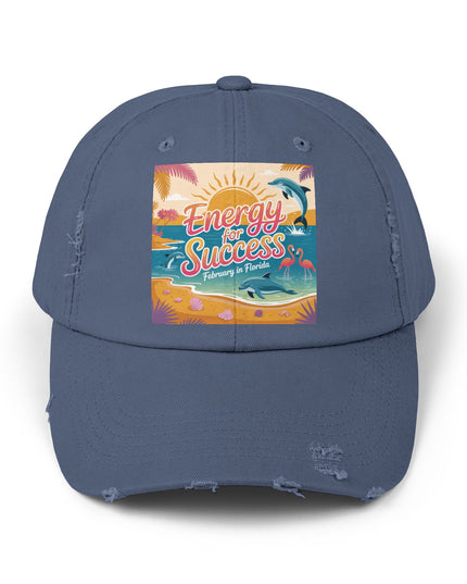 "February in Florida, Energy for Success" Unisex Distressed Cap