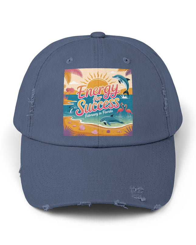 "February in Florida, Energy for Success" Unisex Distressed Cap