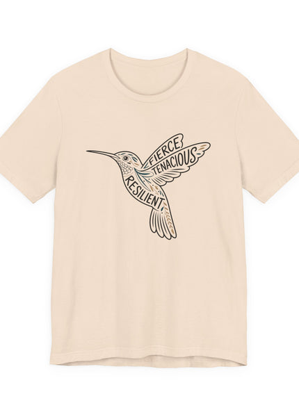 "Hummingbird with words in it" Unisex Jersey Short Sleeve Tee