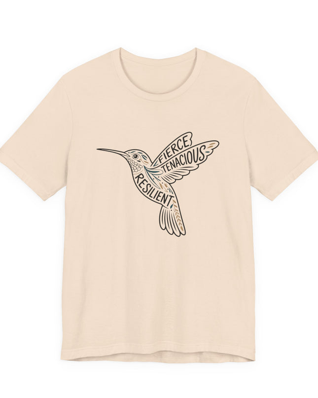 "Hummingbird with words in it" Unisex Jersey Short Sleeve Tee