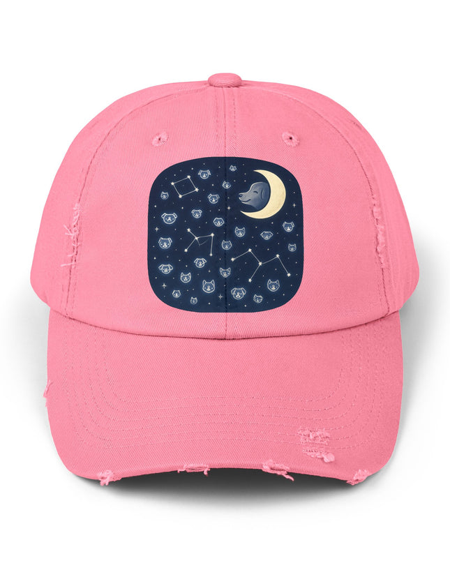 "Dog in the constellations" Unisex Distressed Cap