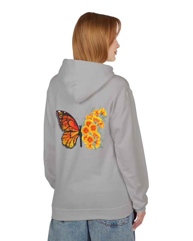 "Butterfly Poppies" (Ink front and back) Unisex Midweight Softstyle Fleece Hoodie