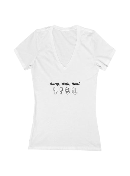 "Hang, Drip, Heal" Women's Jersey Short Sleeve Deep V-Neck Tee