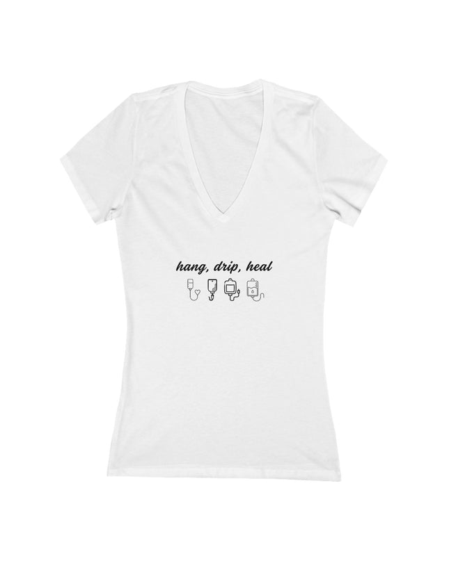 "Hang, Drip, Heal" Women's Jersey Short Sleeve Deep V-Neck Tee