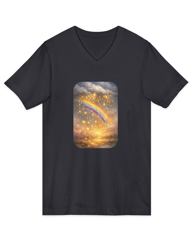 "When It Rains, It Shines" Unisex Jersey Short Sleeve V-Neck Tee