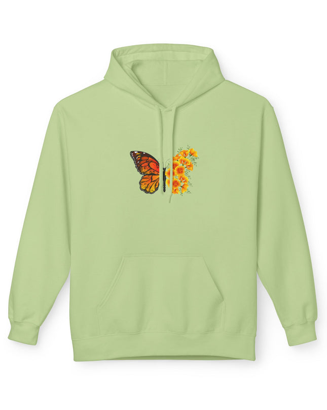 "Butterfly Poppies" (Ink front and back) Unisex Midweight Softstyle Fleece Hoodie