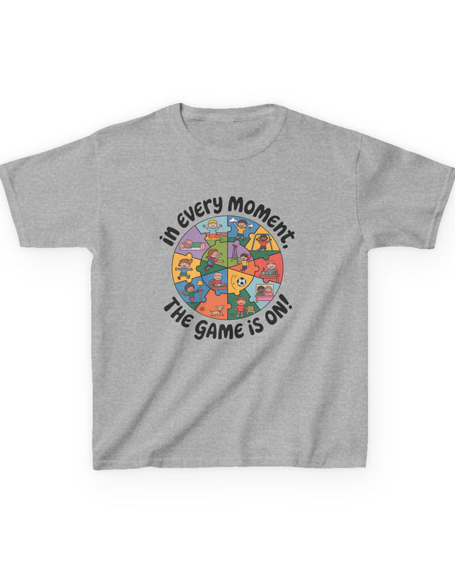 "In every moment, the game is on" Kids Short Sleeve Tee