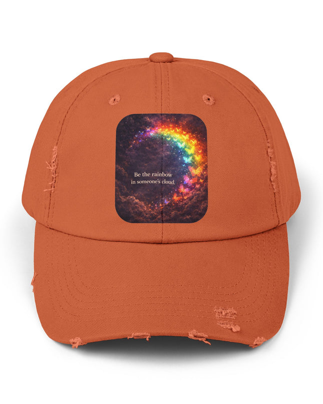 "Be the Rainbow in Someone's Cloud" Unisex Distressed Cap
