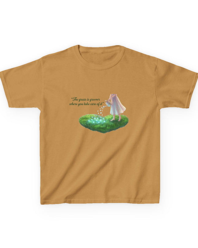 "The Grass is Greener Where You Take Care of It" Kids Heavy Cotton Tee