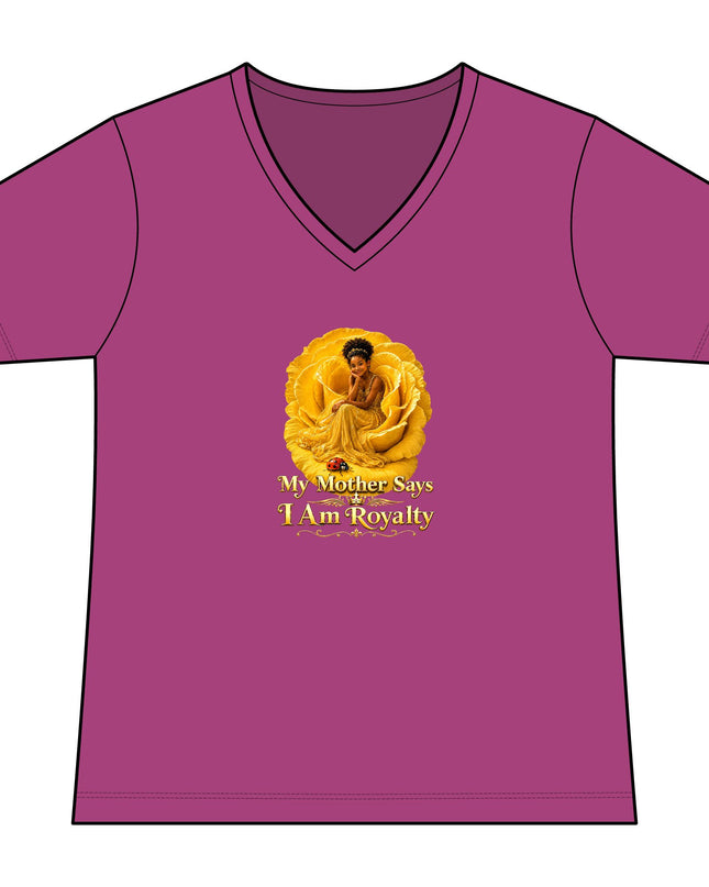 "My Mother Says I am Royalty" Women's Relaxed Jersey Short Sleeve V-Neck Tee