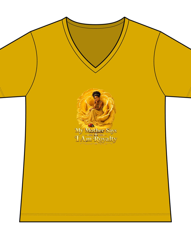 "My Mother Says I am Royalty" Women's Relaxed Jersey Short Sleeve V-Neck Tee
