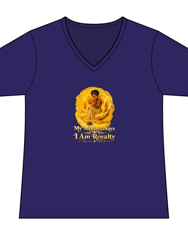 "My Mother Says I am Royalty" Women's Relaxed Jersey Short Sleeve V-Neck Tee