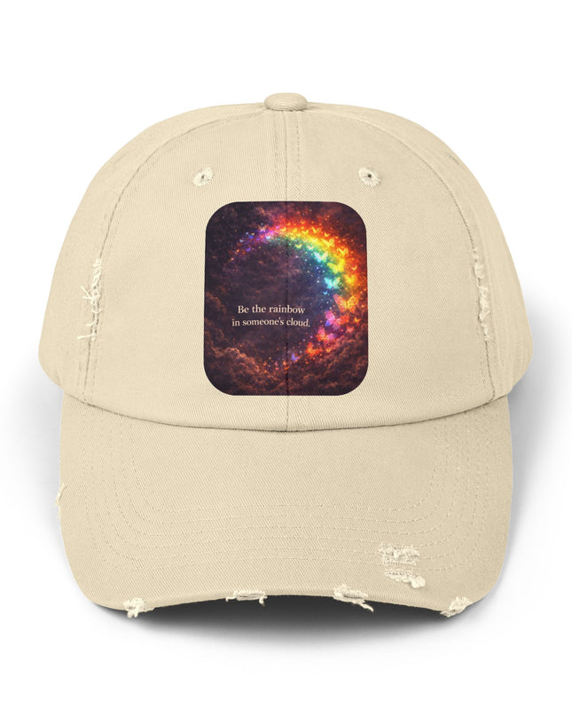 "Be the Rainbow in Someone's Cloud" Unisex Distressed Cap