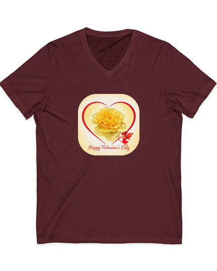 "Happy Valentine's Day" Unisex Jersey Short Sleeve V-Neck Tee