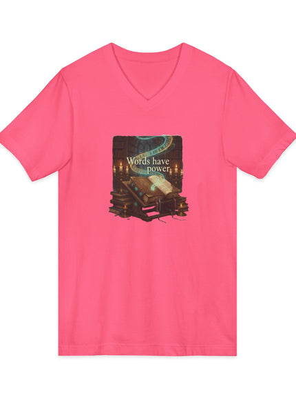 "Words Have Power" Unisex Jersey Short Sleeve V-Neck Tee