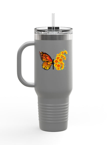 "Butterfly Poppies" Insulated Travel Mug, 40oz