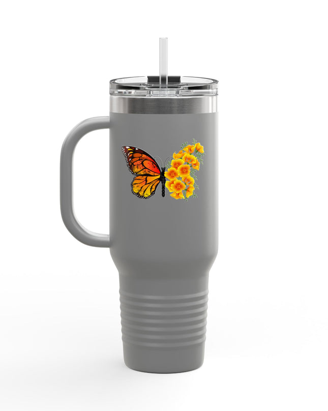 "Butterfly Poppies" Insulated Travel Mug, 40oz