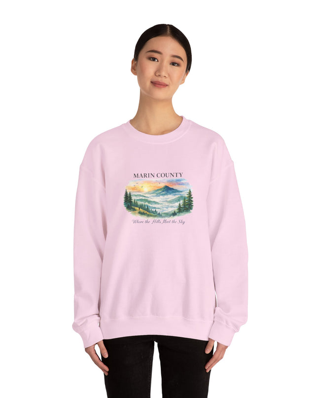 "Marin County, Where the Hills Meet the Sky" Unisex Heavy Blend Crewneck Sweatshirt