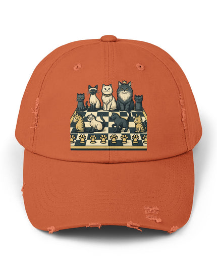 "Chess with cat pieces" Unisex Distressed Cap
