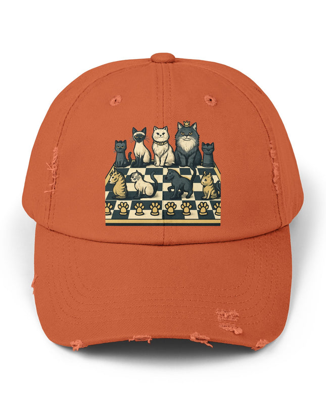 "Chess with cat pieces" Unisex Distressed Cap