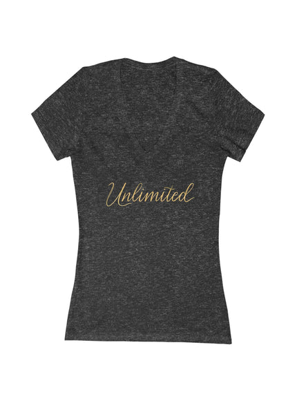 "Unlimited 256 with Wings" Women's Jersey Short Sleeve Deep V-Neck Tee