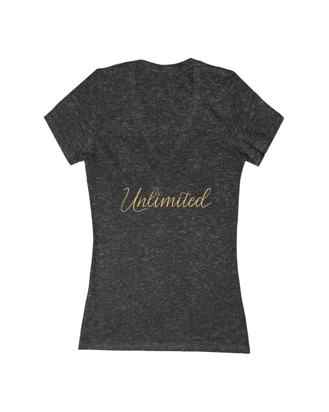 "Unlimited 256 with Wings" Women's Jersey Short Sleeve Deep V-Neck Tee