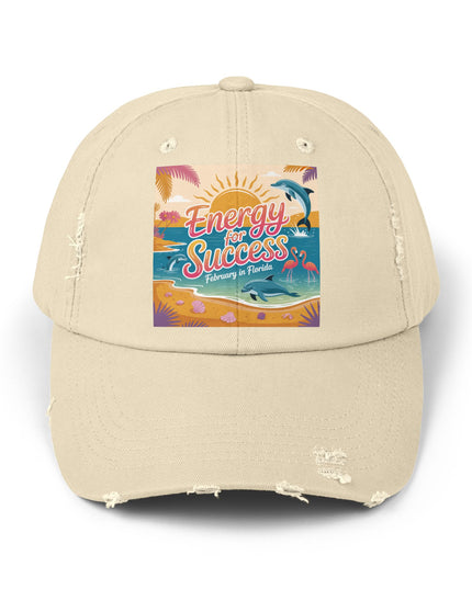 "February in Florida, Energy for Success" Unisex Distressed Cap
