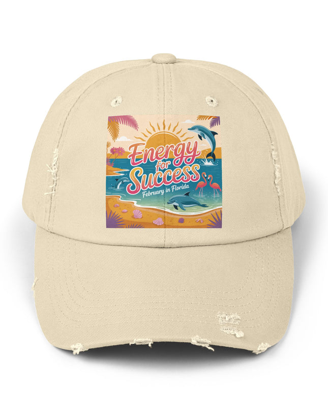 "February in Florida, Energy for Success" Unisex Distressed Cap