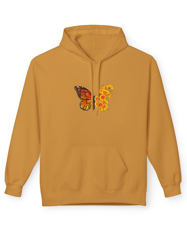 "Butterfly Poppies" (Ink front and back) Unisex Midweight Softstyle Fleece Hoodie