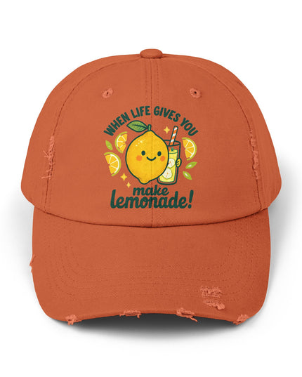 "When life gives you lemons, make lemonade" Unisex Distressed Cap