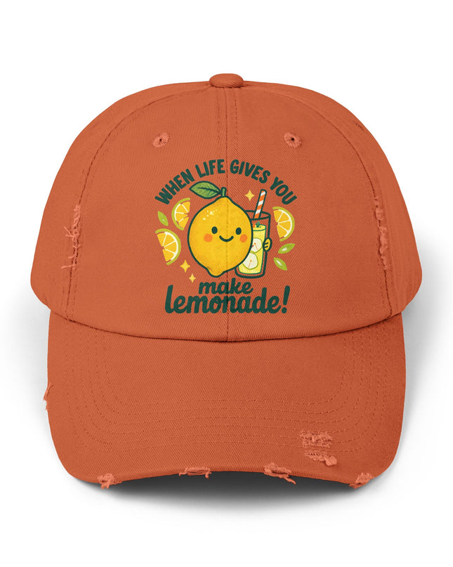 "When life gives you lemons, make lemonade" Unisex Distressed Cap